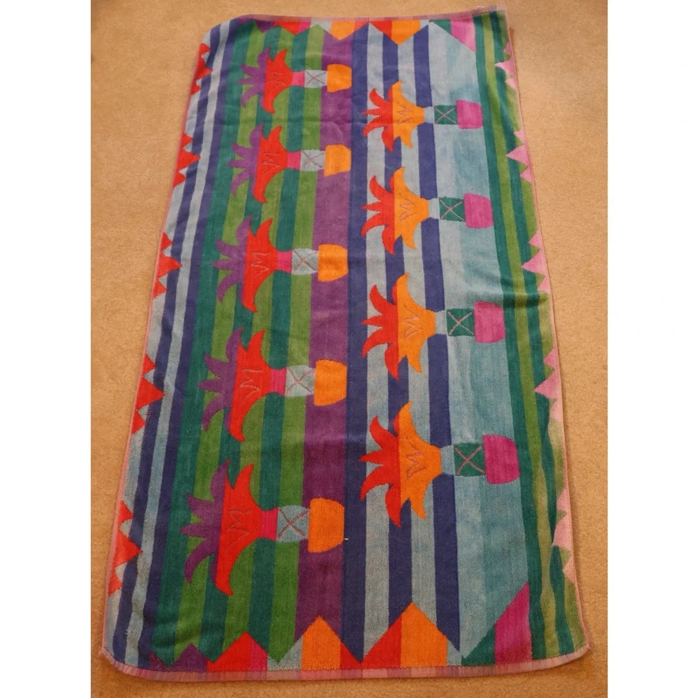 Royal Terry Beach Towel Cotton Tropical Geometric Bright Colors 57x28